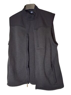 Men’s Black Sleeveless Zip-Front Fleece Vest Size Large